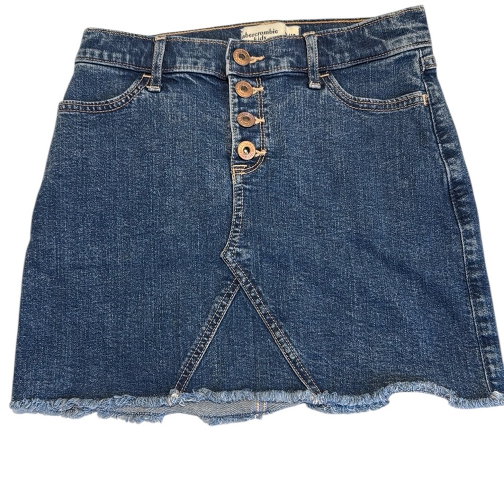 Abercrombie Girls Kids Denim Skirt 11/12 Button Fly Adjustable Waist